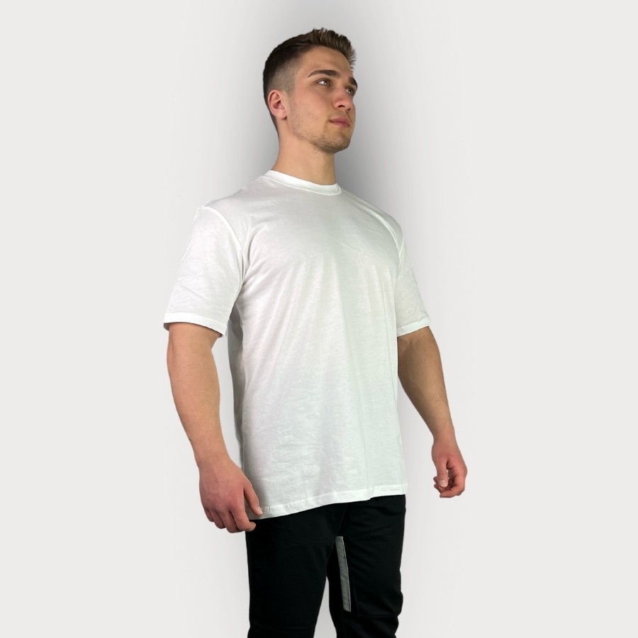 Sporcum Pamuklu Regular Fit Tshirt - Galium Serisi - Beyaz