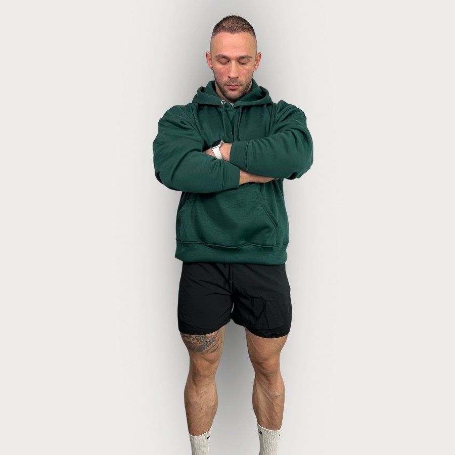Sporcum Oversize Pamuklu 3 İplik Sweatshirt Hoodie - Titan Serisi - Asker Yeşili