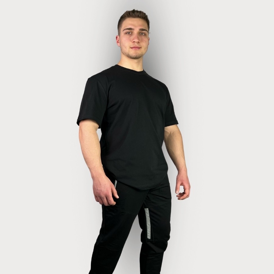 Sporcum Pamuklu Regular Fit Tshirt - Galium Serisi - Siyah