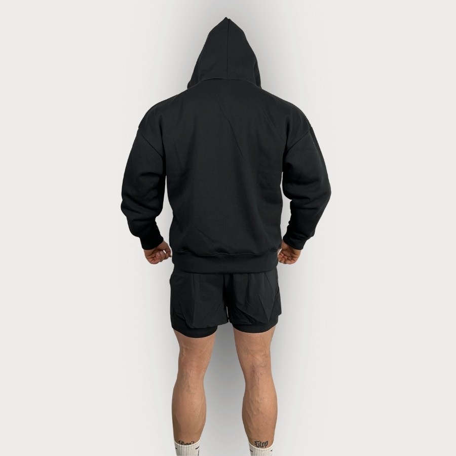 Sporcum Oversize Pamuklu 3 İplik Sweatshirt Hoodie - Titan Serisi - Siyah