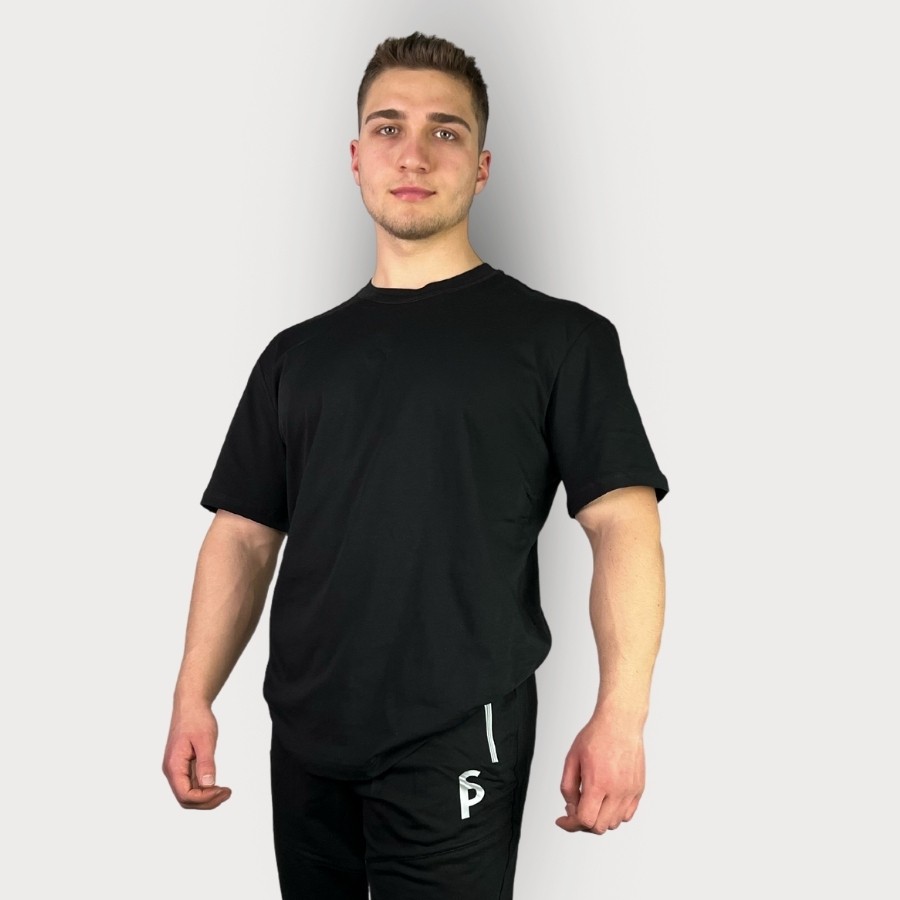 Sporcum Pamuklu Regular Fit Tshirt - Galium Serisi - Siyah