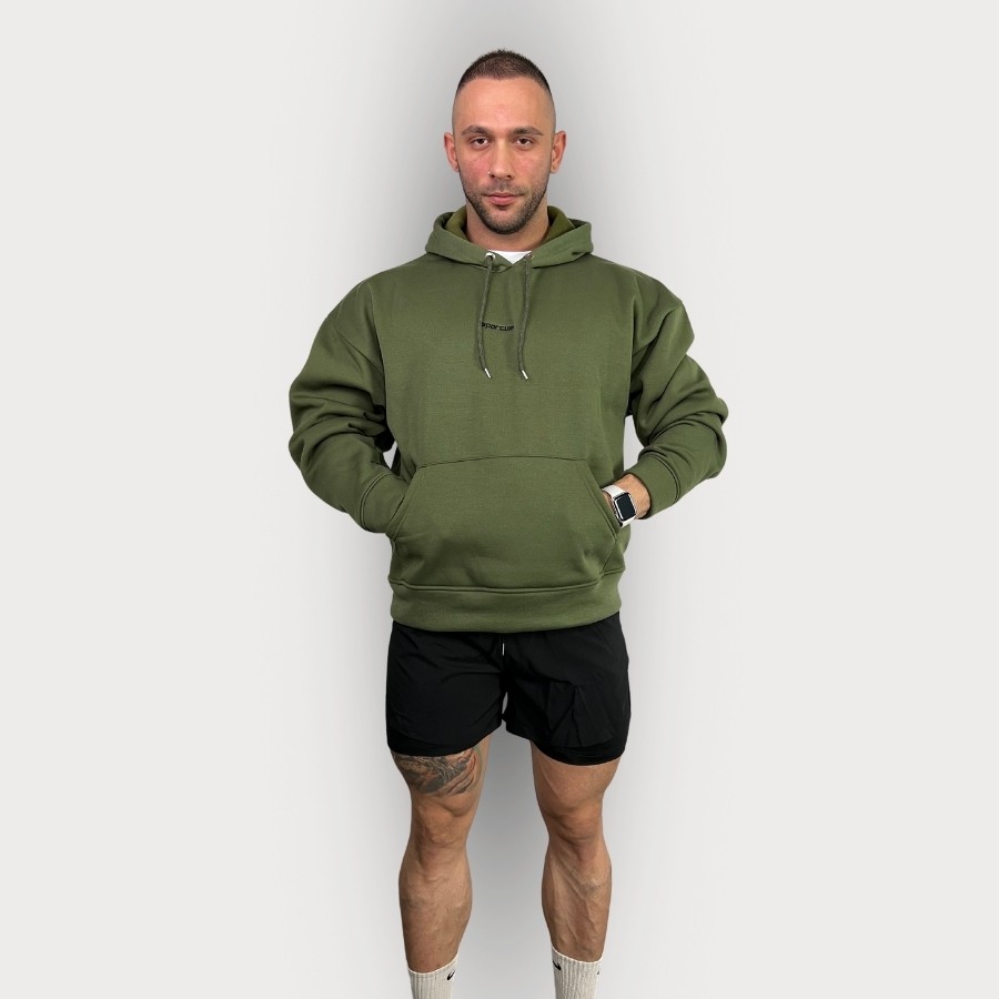 Sporcum Oversize Pamuklu 3 İplik Sweatshirt Hoodie - Titan Serisi - Haki