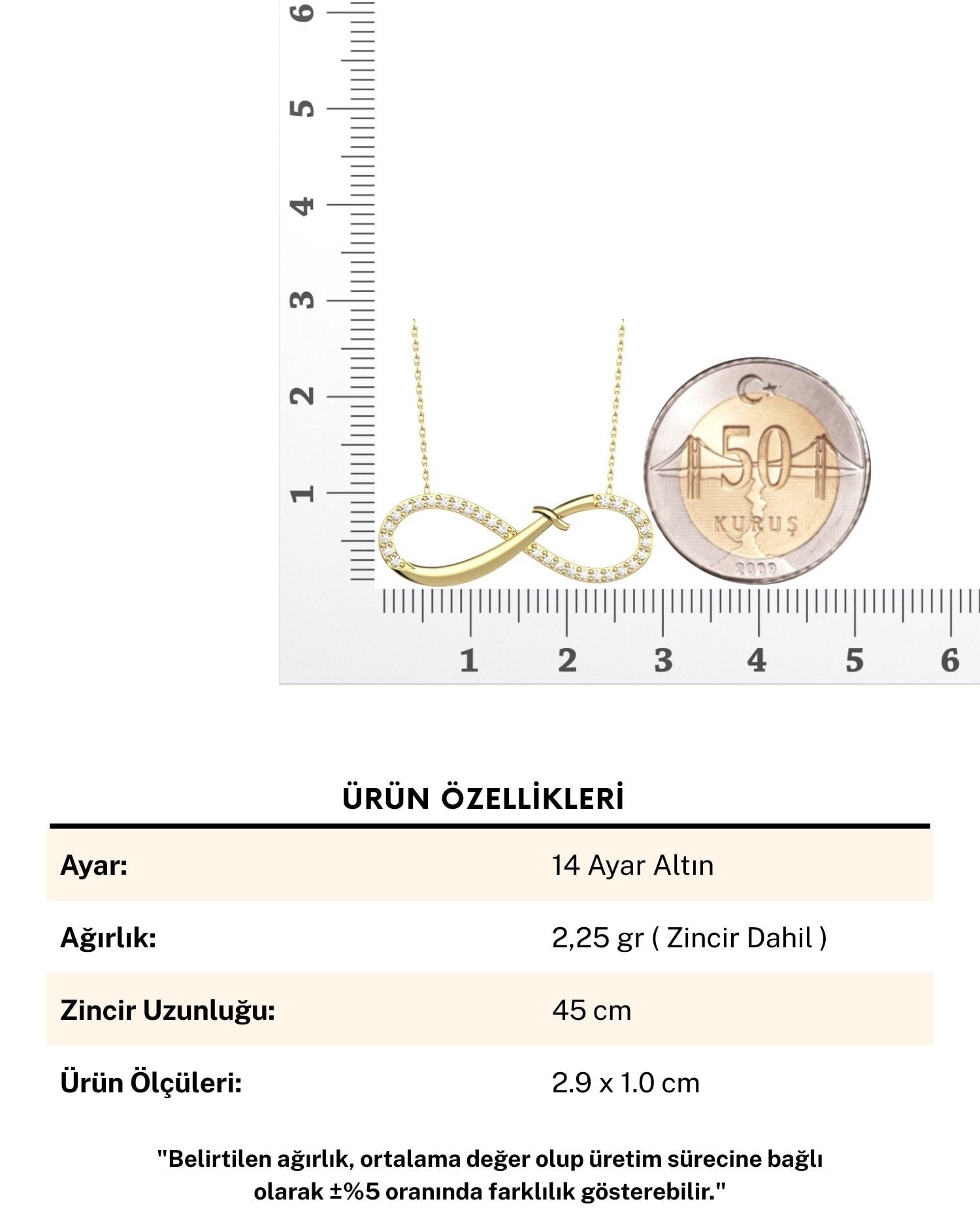 Sonsuzluk Zülfikar 14 Ayar Altın Kolye