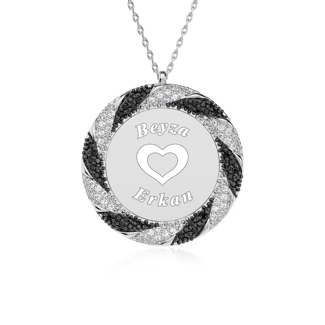 Personalized 2 Personalized Twist Frame Silver Necklace