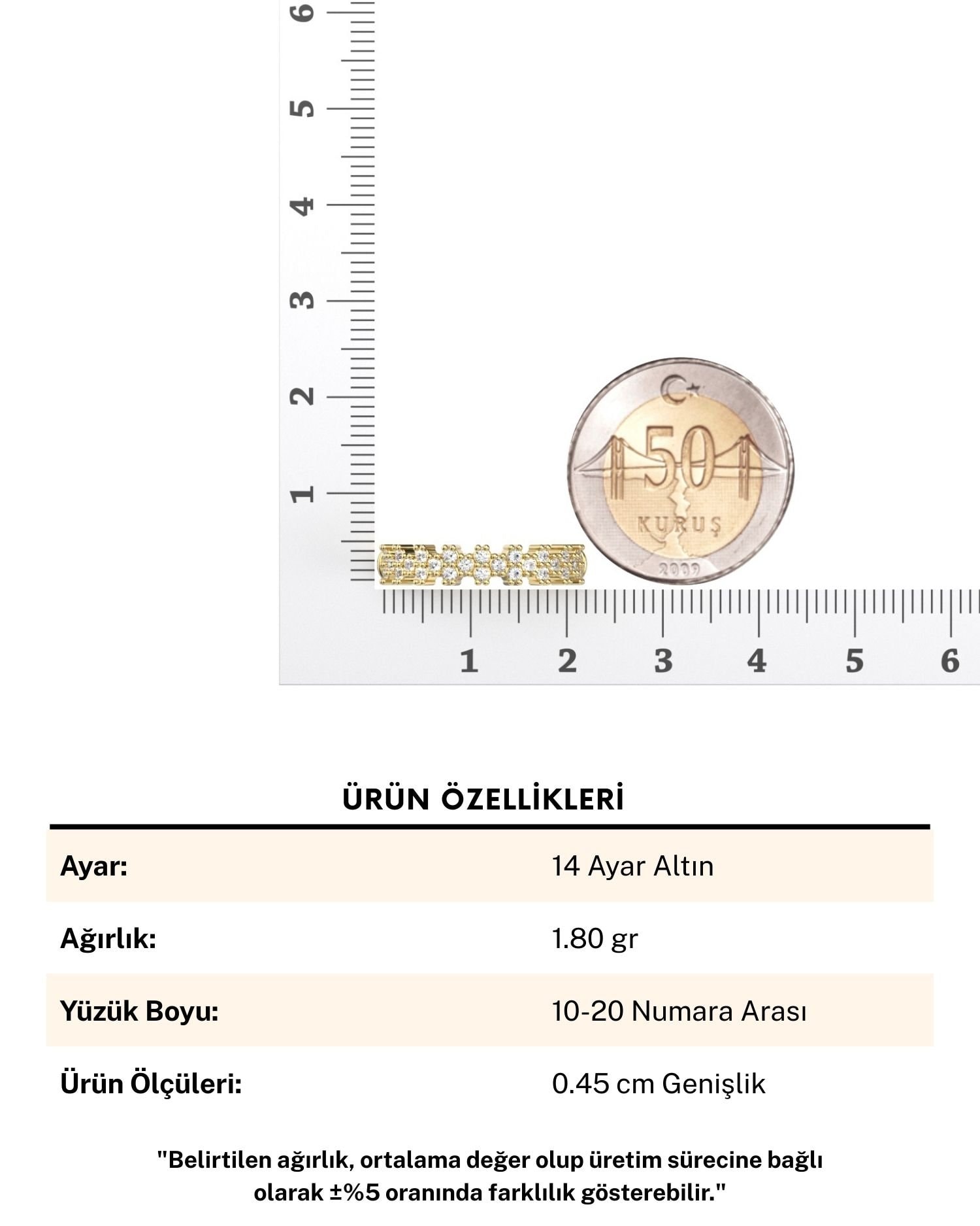 Sıra Taşlı 14 Ayar Altın Yüzük
