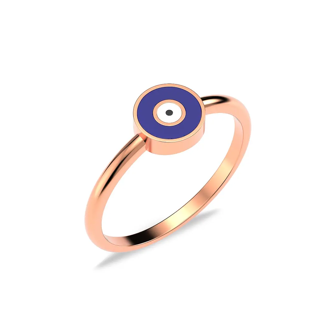 Enamel Evil Eye Rose Silver Ring