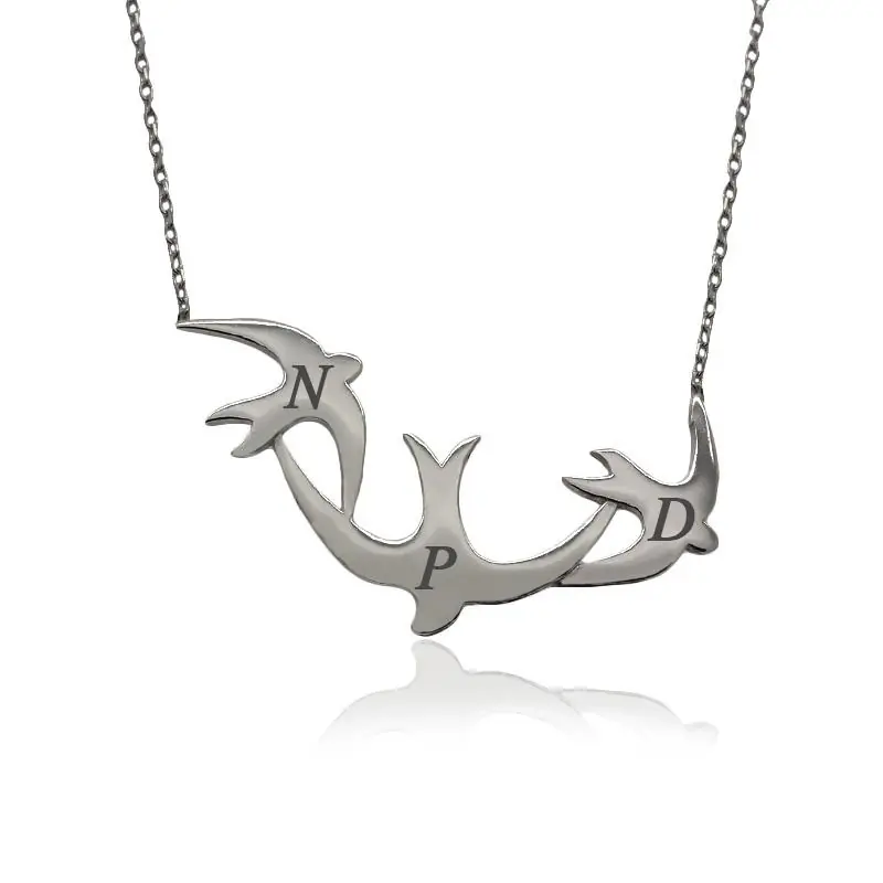 Personalized Initial Triple Kırlangıç Silver Necklace