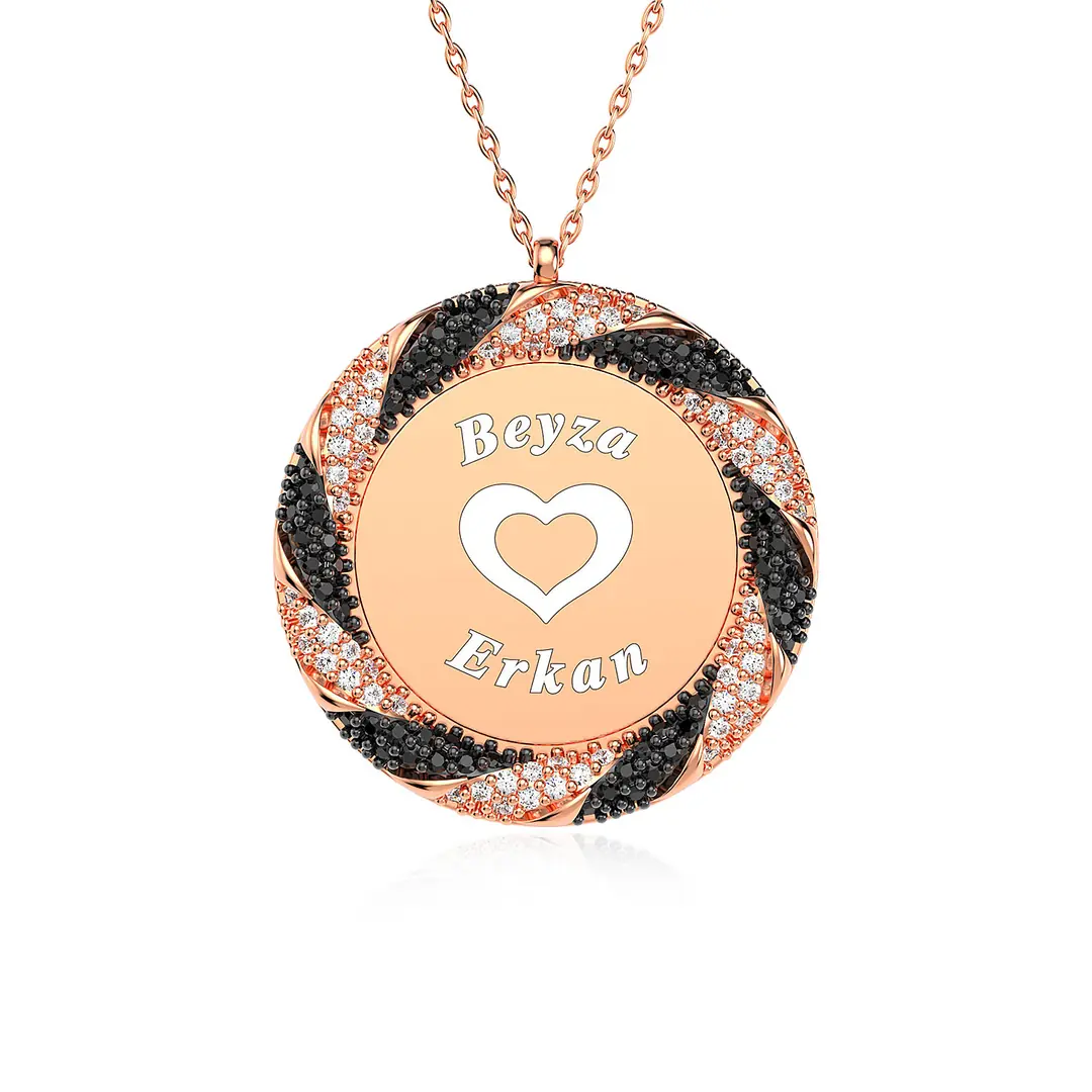 Personalized 2 Personalized Twist Frame Rose Silver Necklace