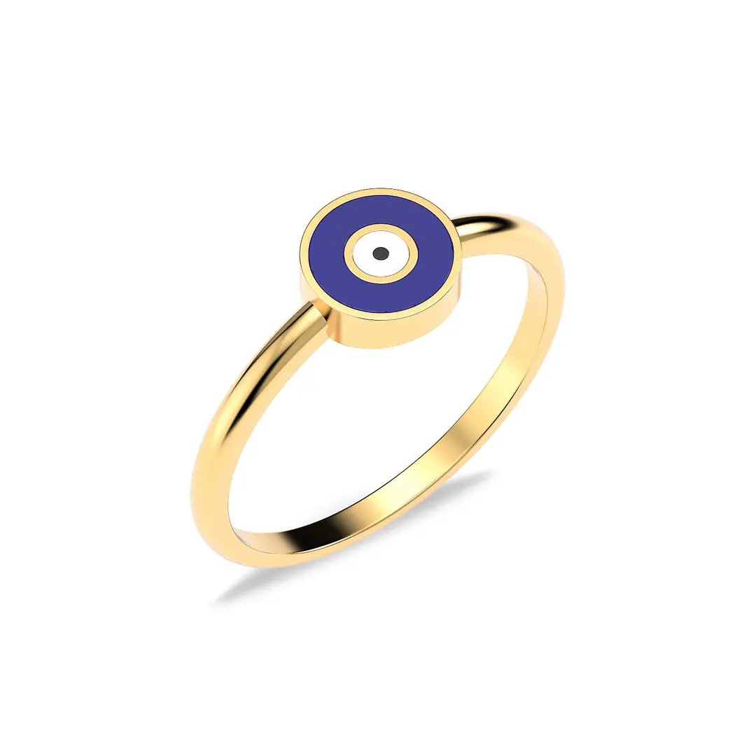 Enamel Evil Eye Gold Plated Silver Ring