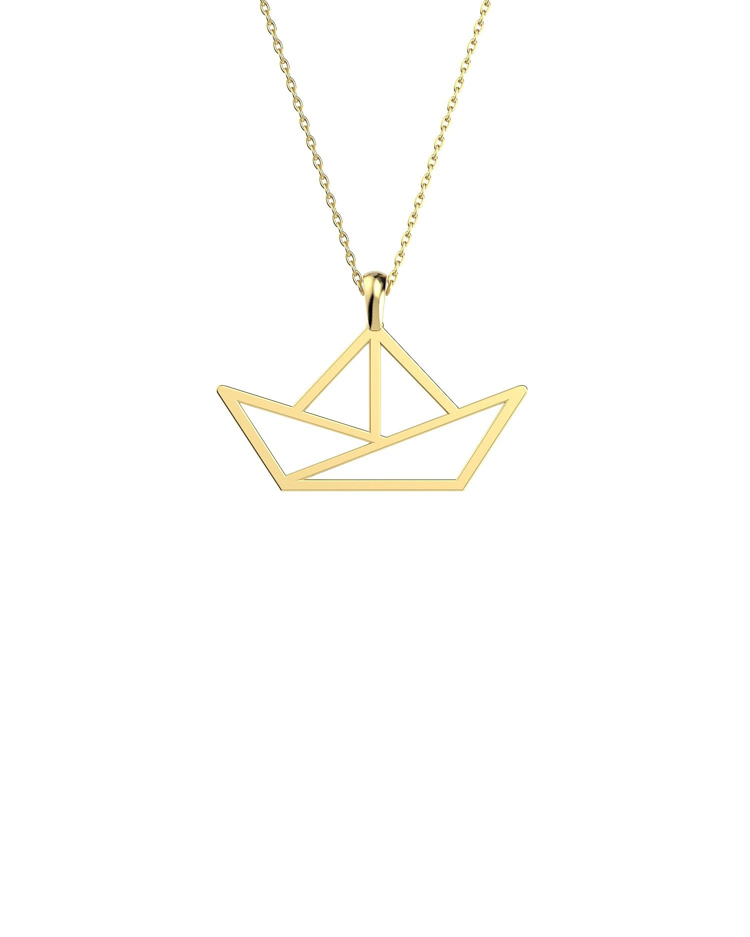 Sade Küçük Gemi Figürü 14 Ayar Altın Kolye