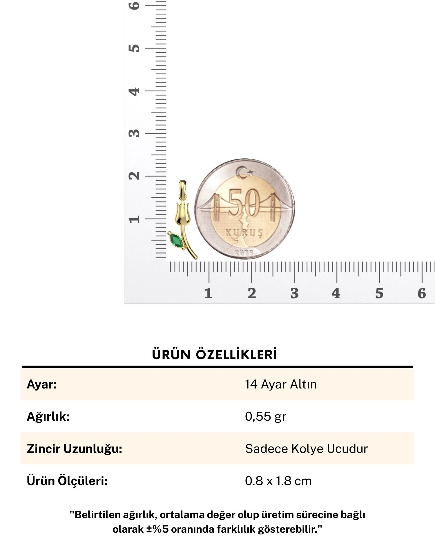 Minik Lale 14 Ayar Altın Kolye Ucu