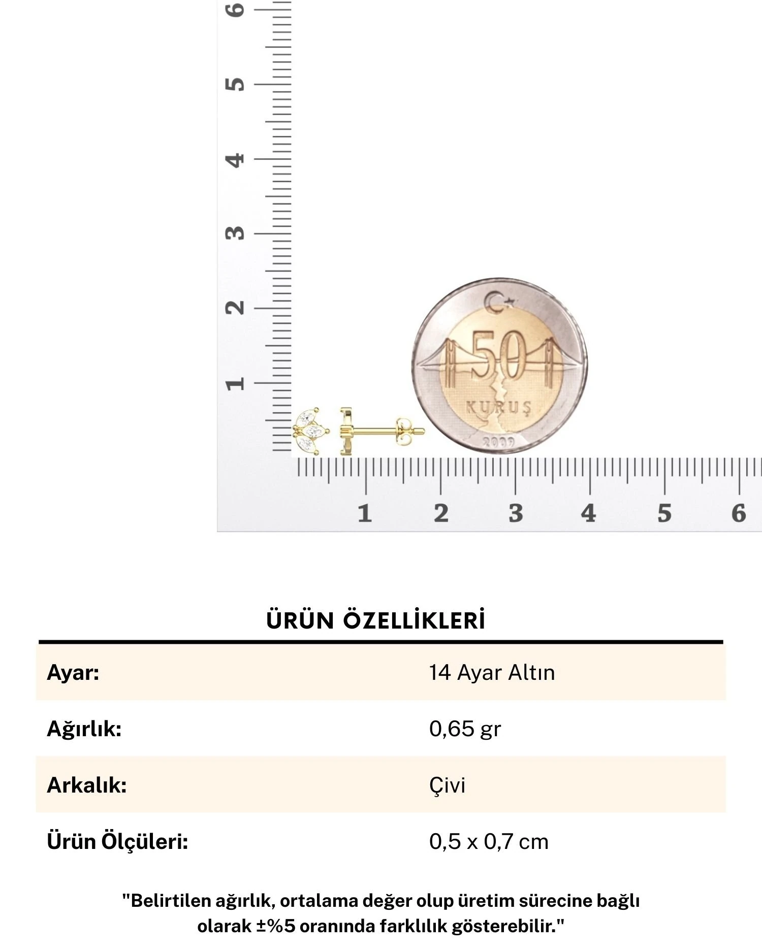 Minik Üçlü Mekik 14 Ayar Altın Küpe