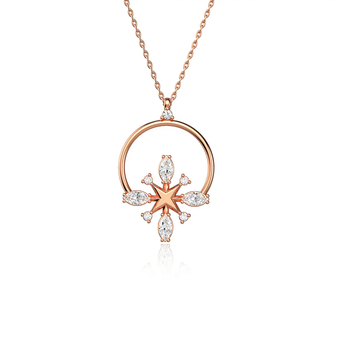 Markiz Star Rose Silver Necklace