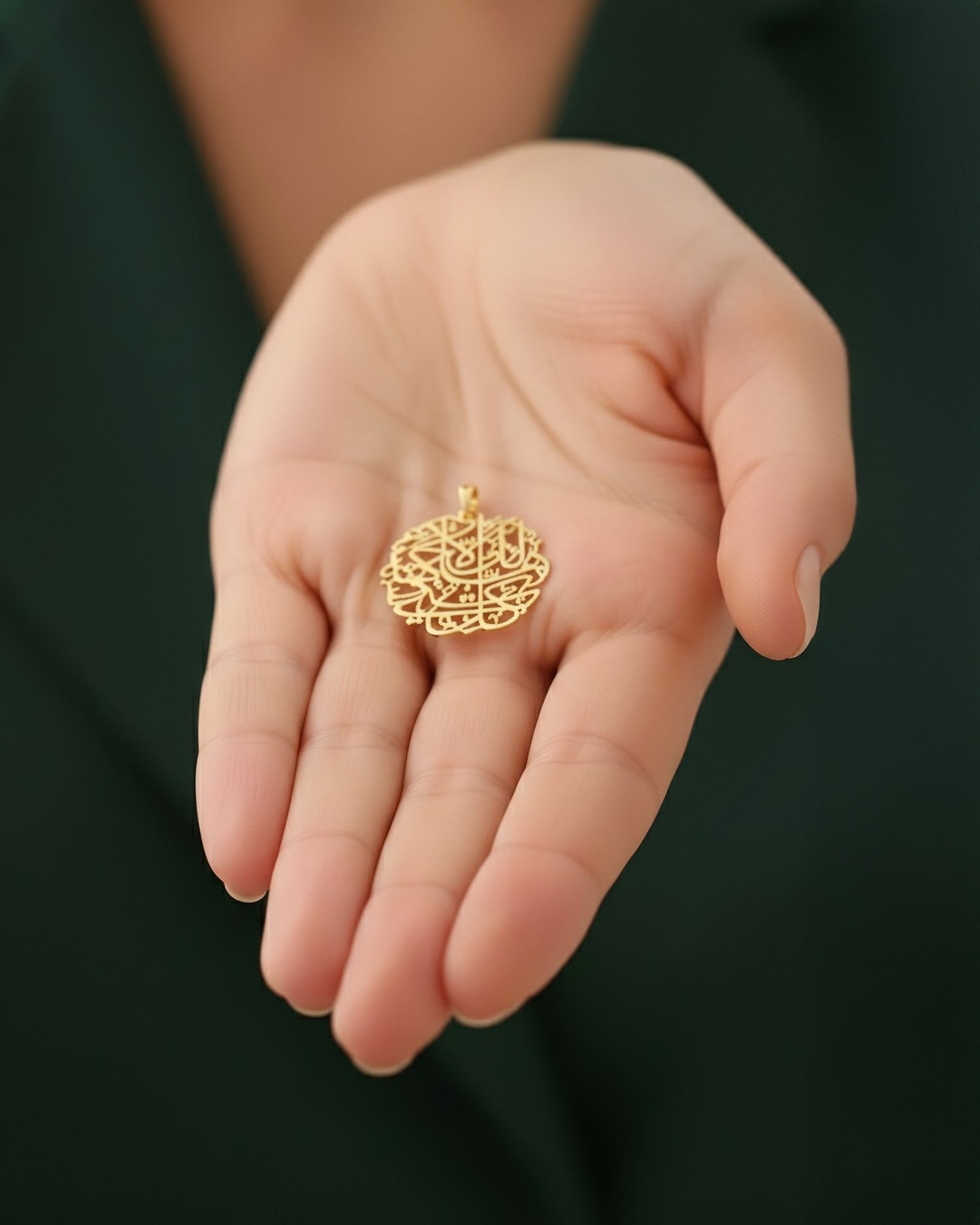 Maşallah Hat Sanatı Nazar Duası 14 Ayar Altın Kolye Ucu