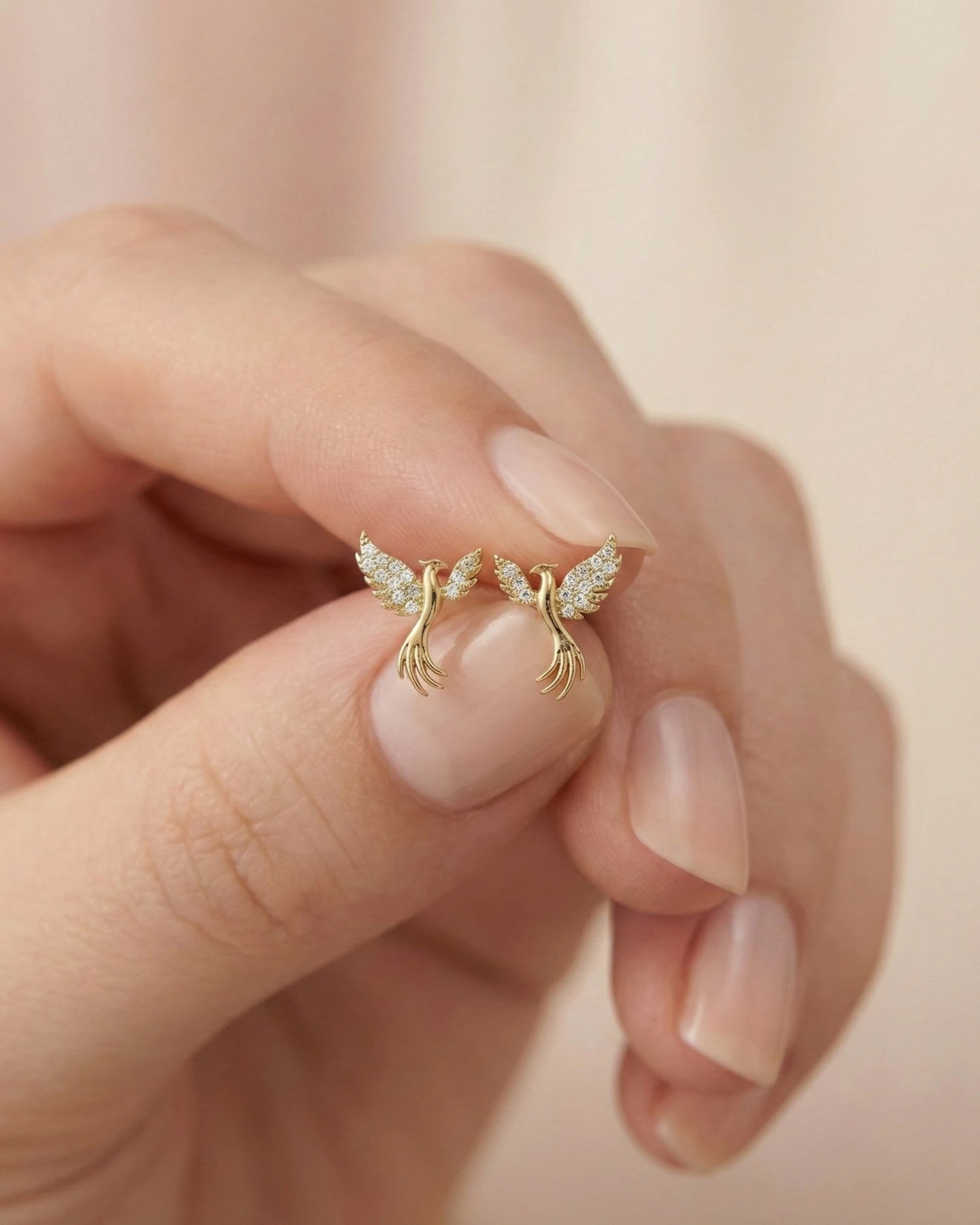 Anka Kuşu 14 Ayar Altın Küpe