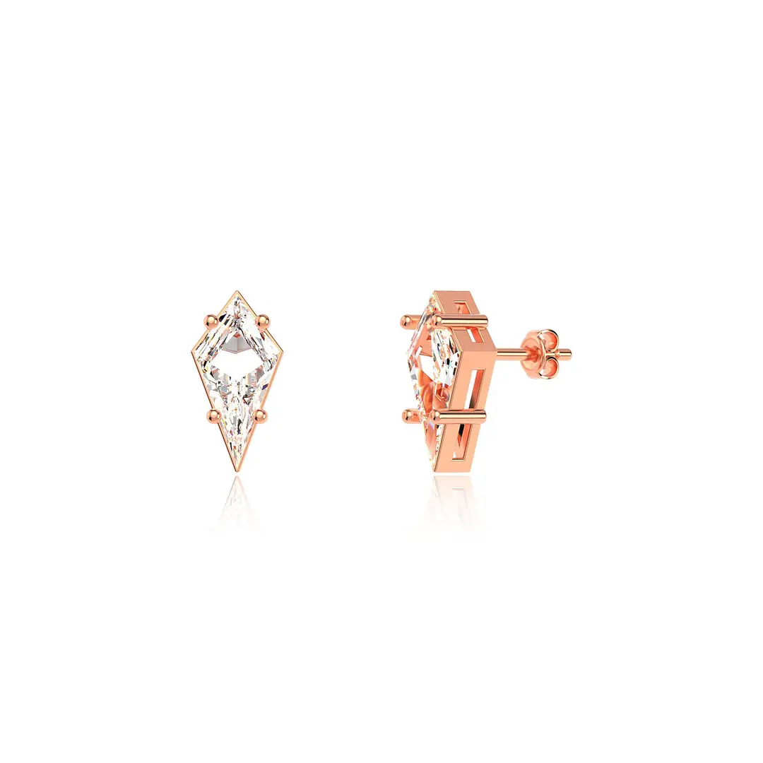 Kite Single Stone Rose Silver Earrings