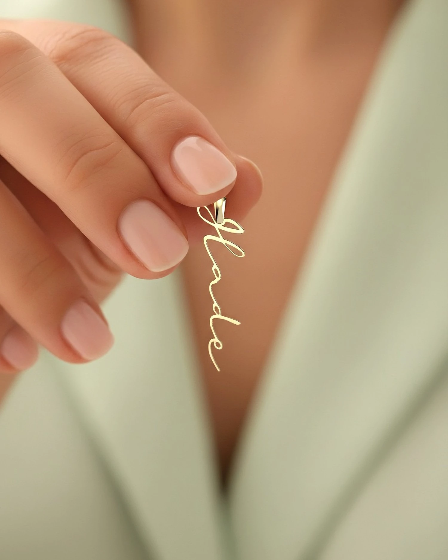 Dik İmza İsimli 14 Ayar Altın Kolye Ucu