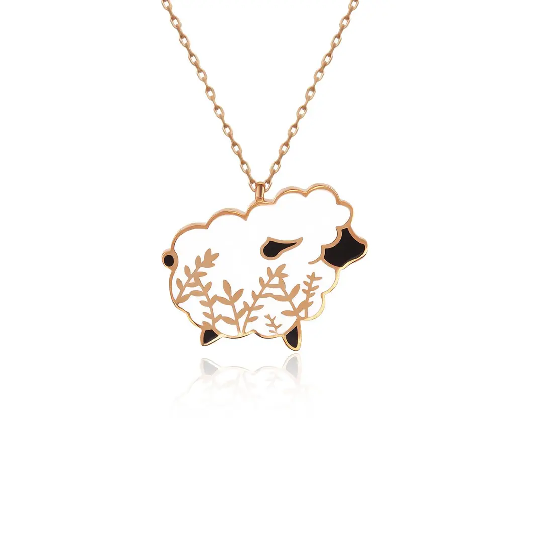 Enamel Kuzu Rose Silver Necklace