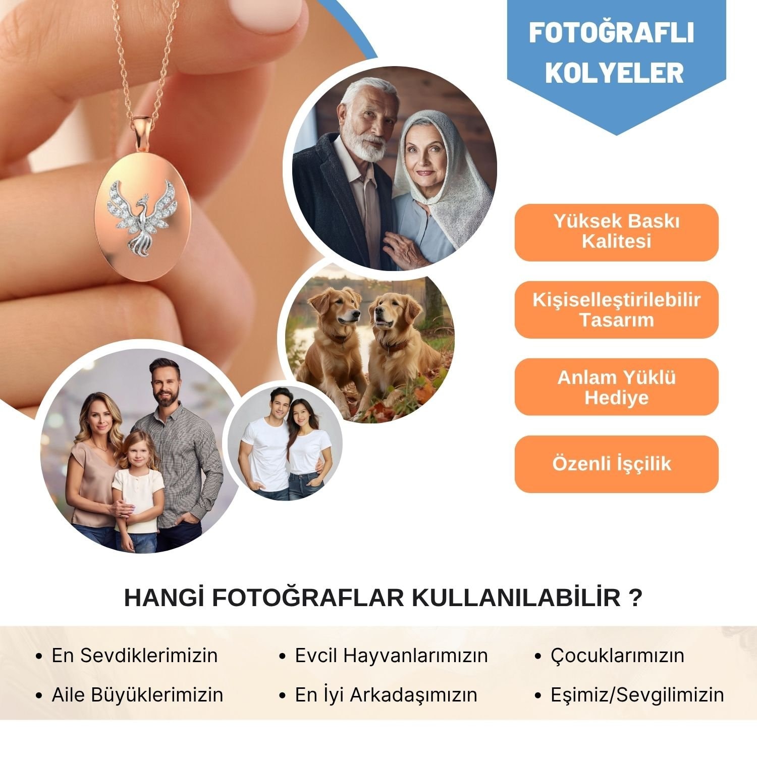 Fotoğraflı Açılabilir Anka Kuşu Rose Gümüş Kolye