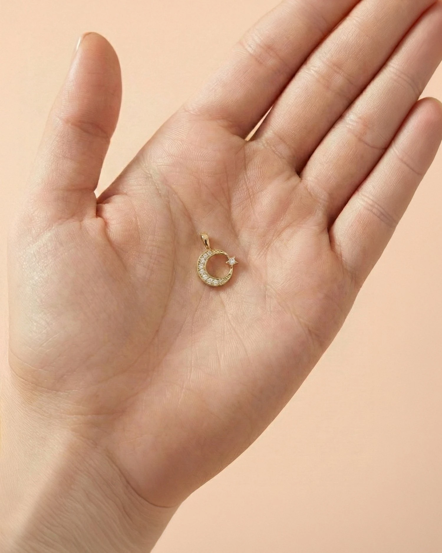 Küçük Ay Yıldız 14 Ayar Altın Kolye Ucu