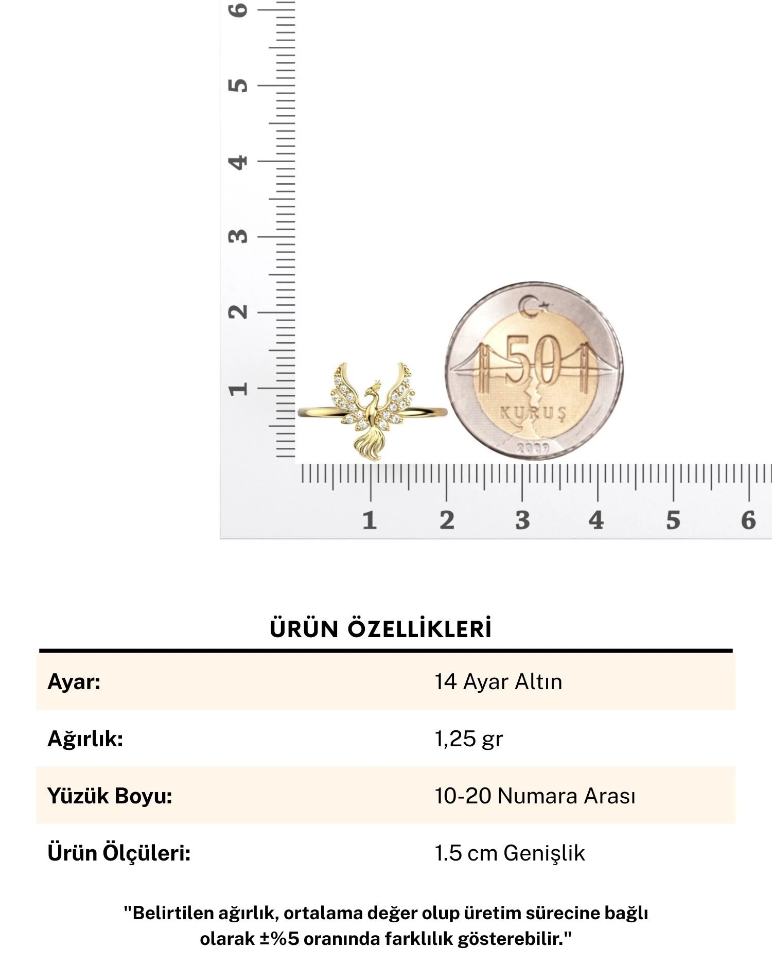 Anka Kuşu 14 Ayar Altın Yüzük