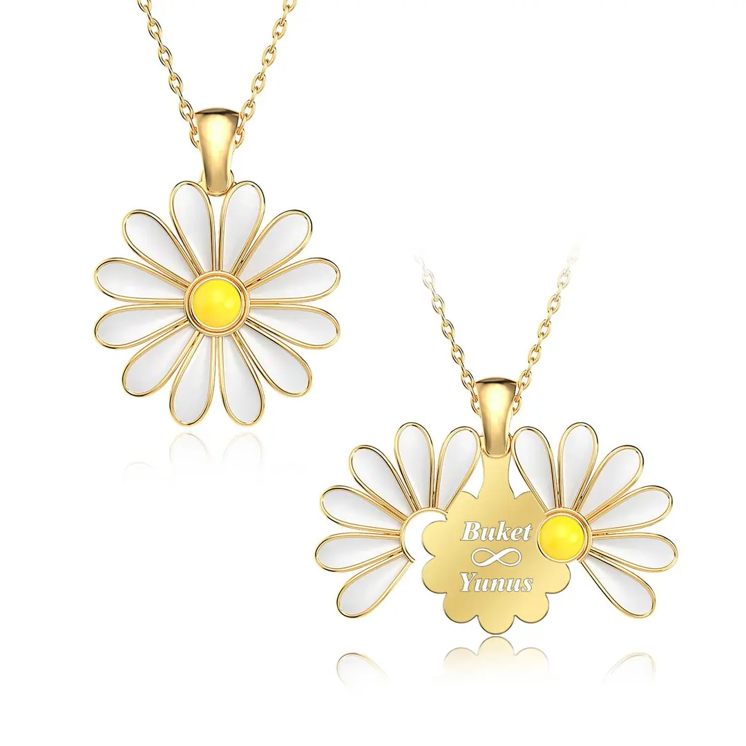 Personalized Açılan Daisy Gold Plated Silver Necklace