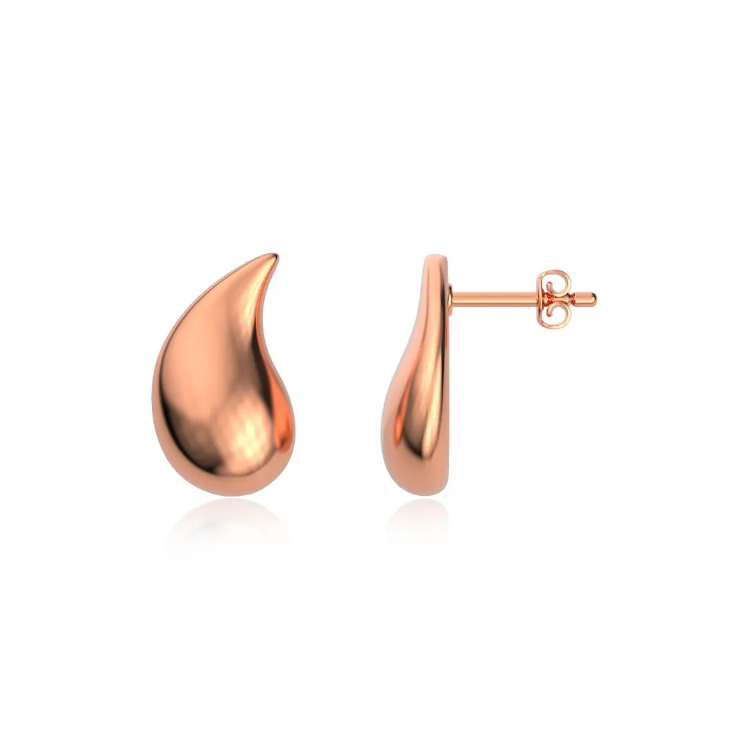 Small Gözyaşı Drop Rose Silver Earrings