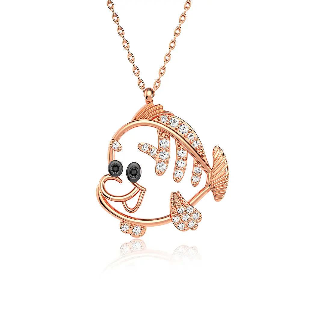 Small Sevimli Fish Rose Silver Necklace