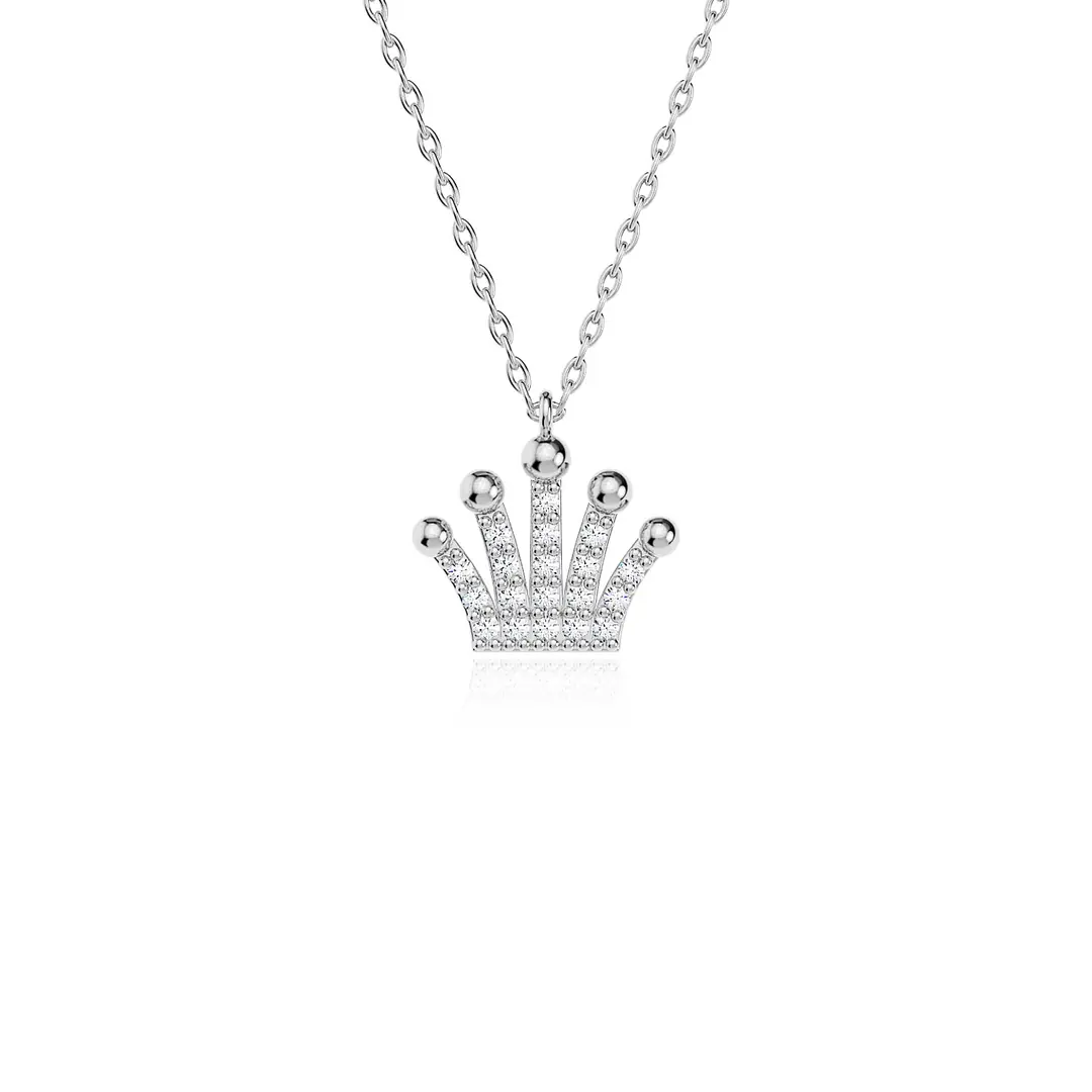 Small Kral Tacı White Silver Necklace