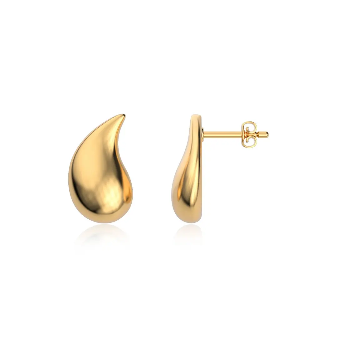 Small Gözyaşı Drop Gold Plated Silver Earrings