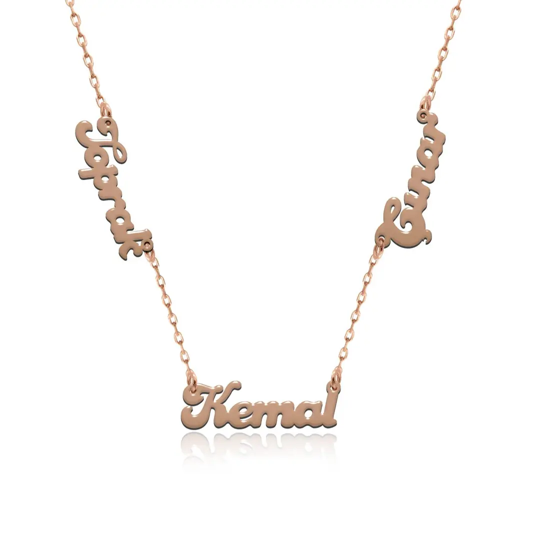 Personalized Rose Three Personalized Silver Necklace