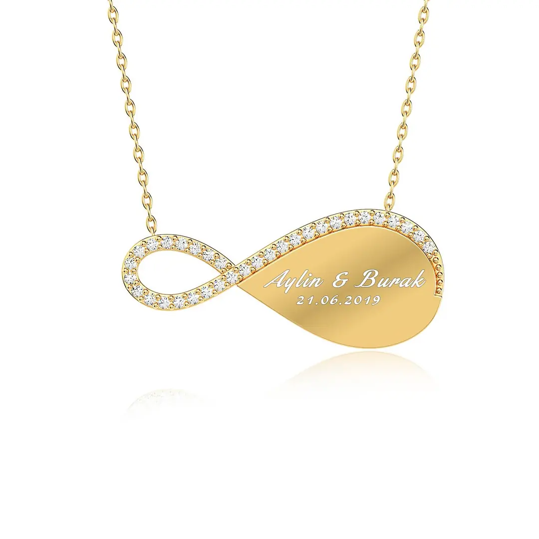 Personalized Infinity Gold Plated Silver Necklace