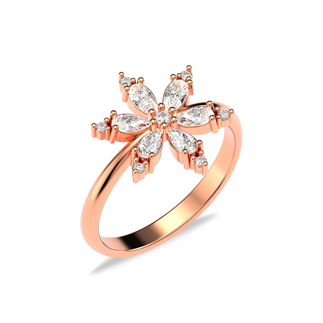 Lotus Flower Rose Silver Ring