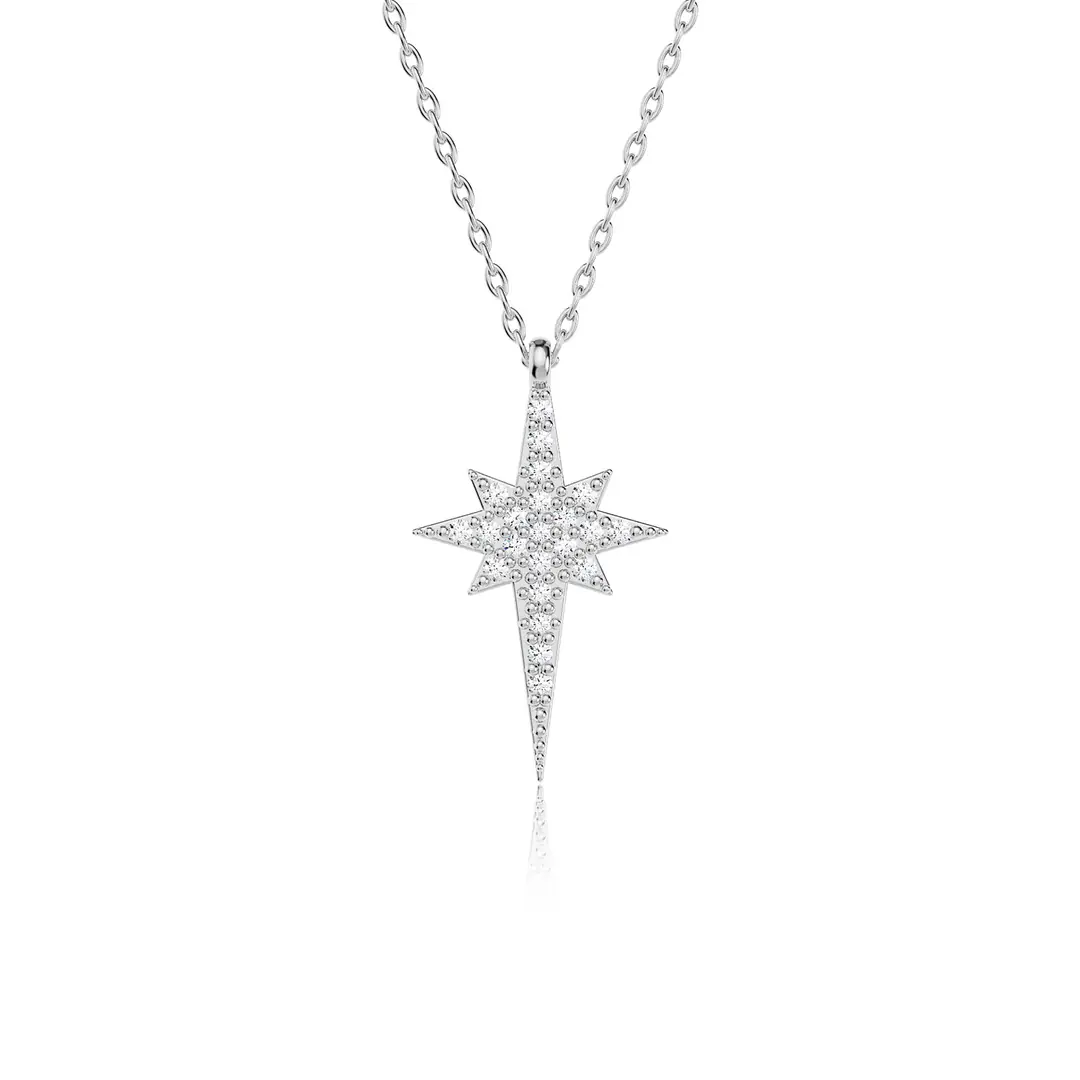 Small Polar Star White Silver Necklace