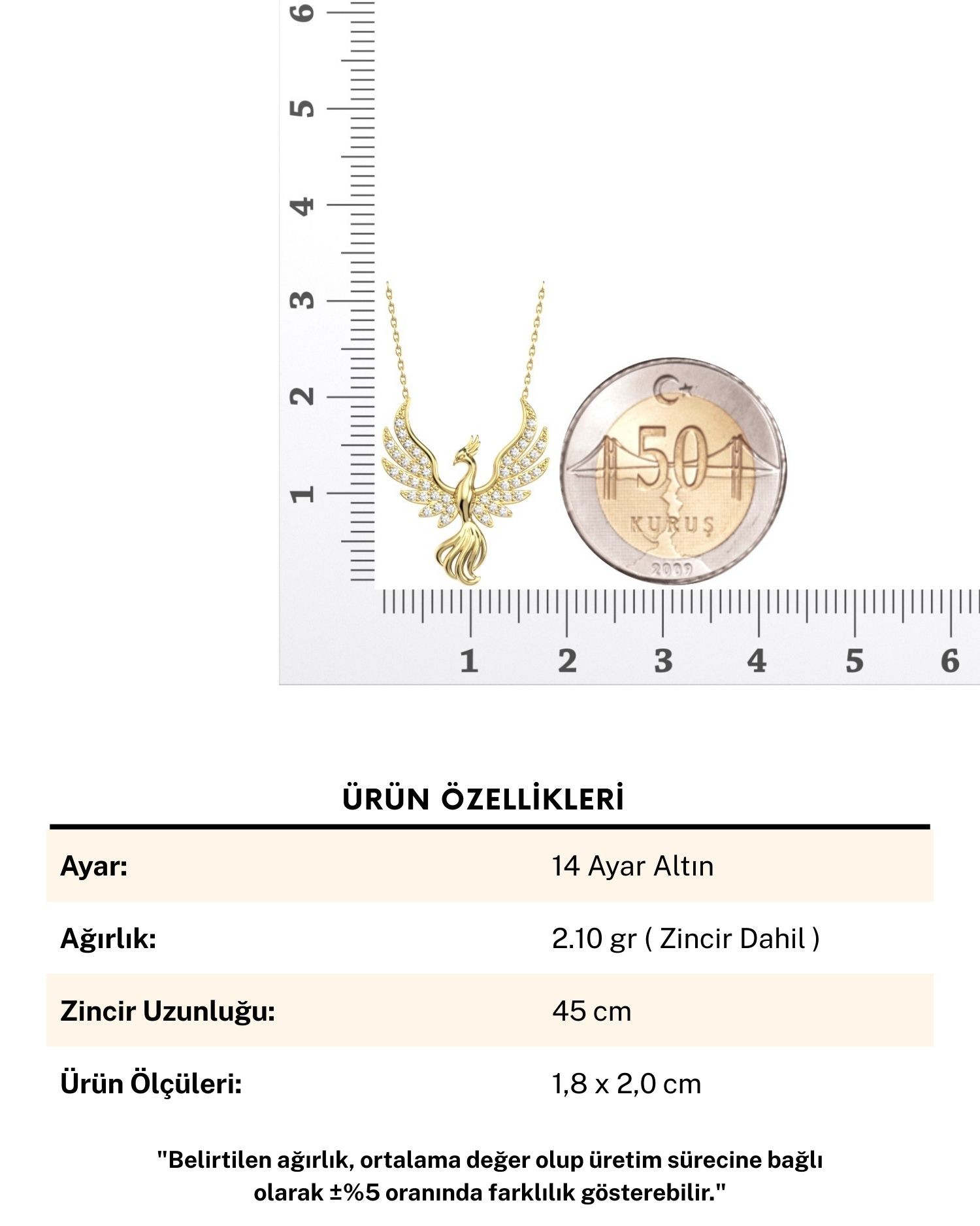 Anka Kuşu 14 Ayar Altın Kolye