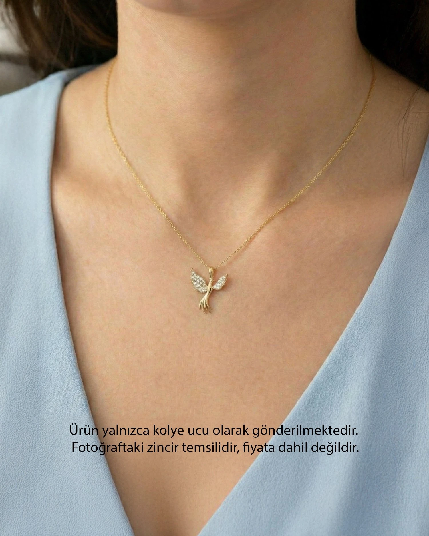 Küçük Anka Kuşu 14 Ayar Altın Kolye Ucu