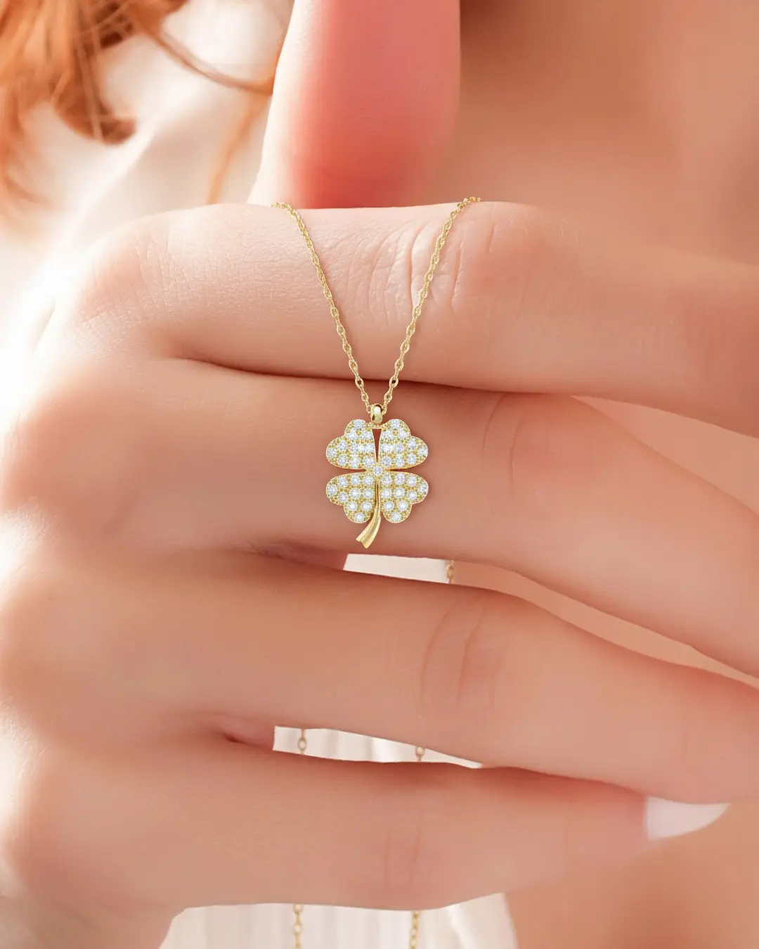 Small Clover 14 K Gold Necklace