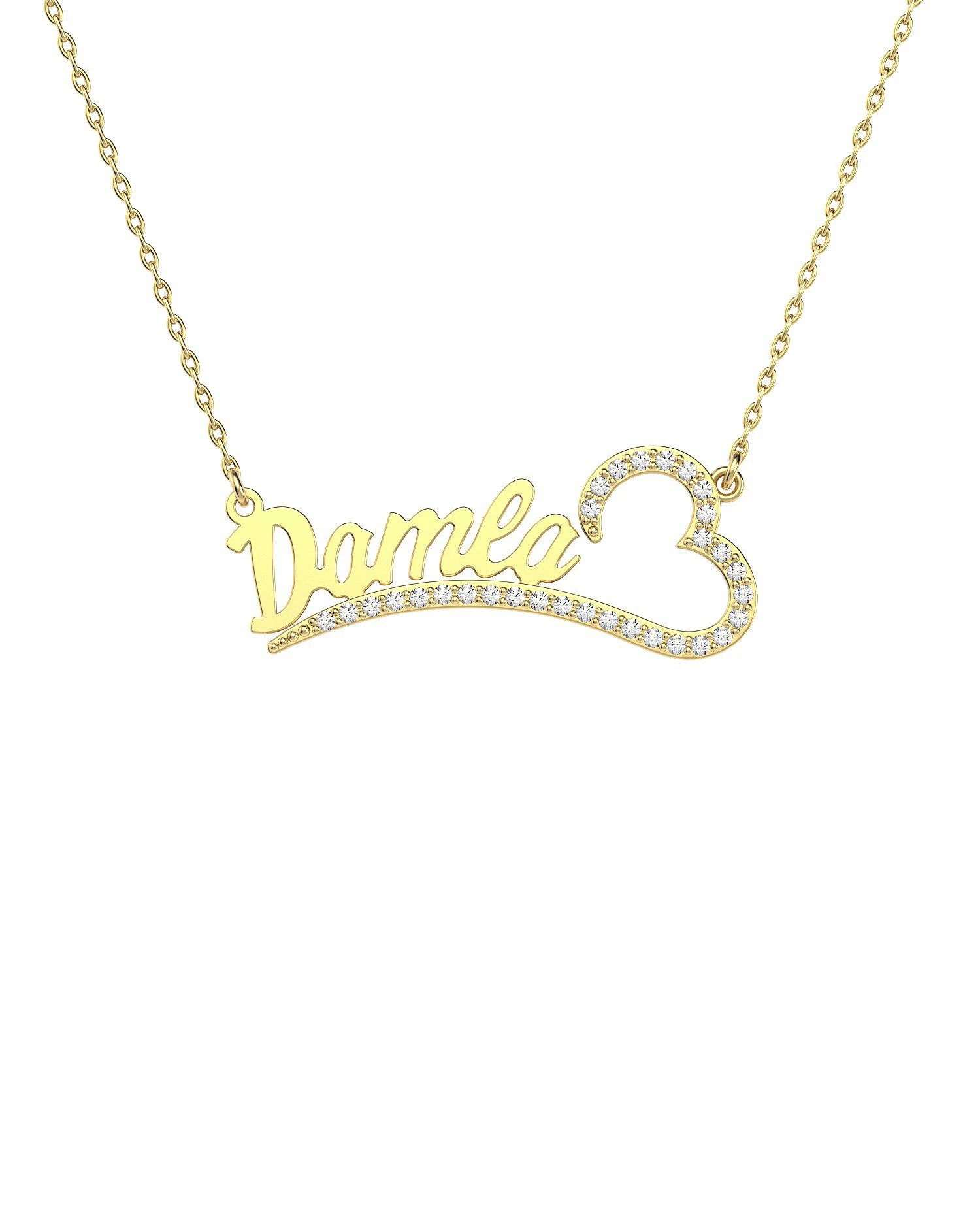 Kalpli İsimli Taşlı 14 Ayar Altın Kolye