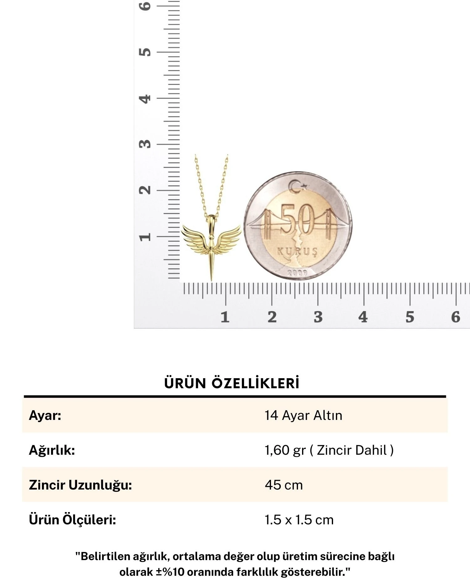 Sade Minik Mikail Meleği 14 Ayar Altın Kolye