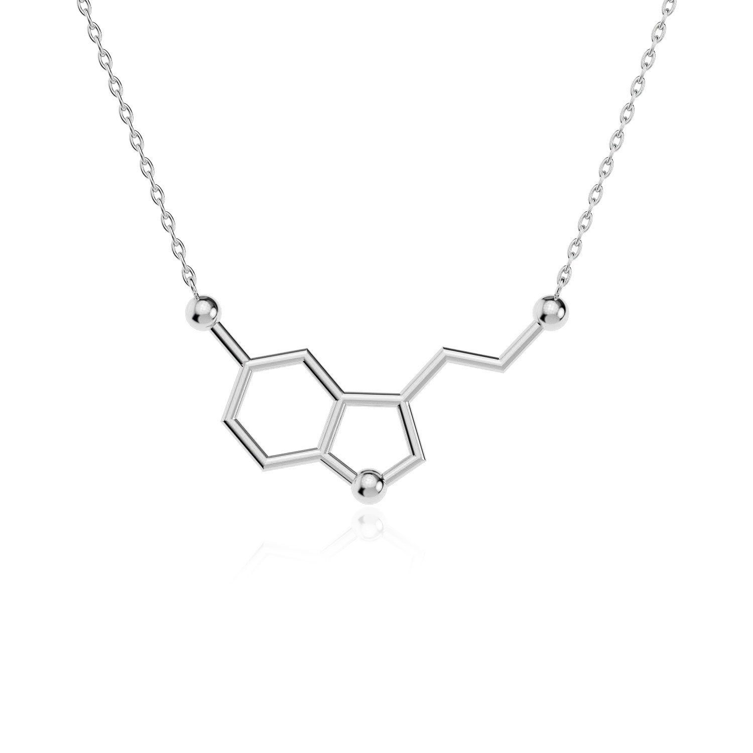 Serotonin Mutluluk Hormonu Beyaz Gümüş Kolye