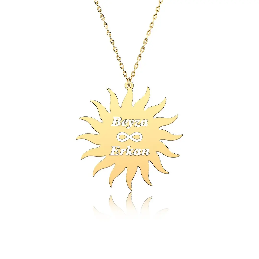 Personalized Plain Sun Silver Necklace