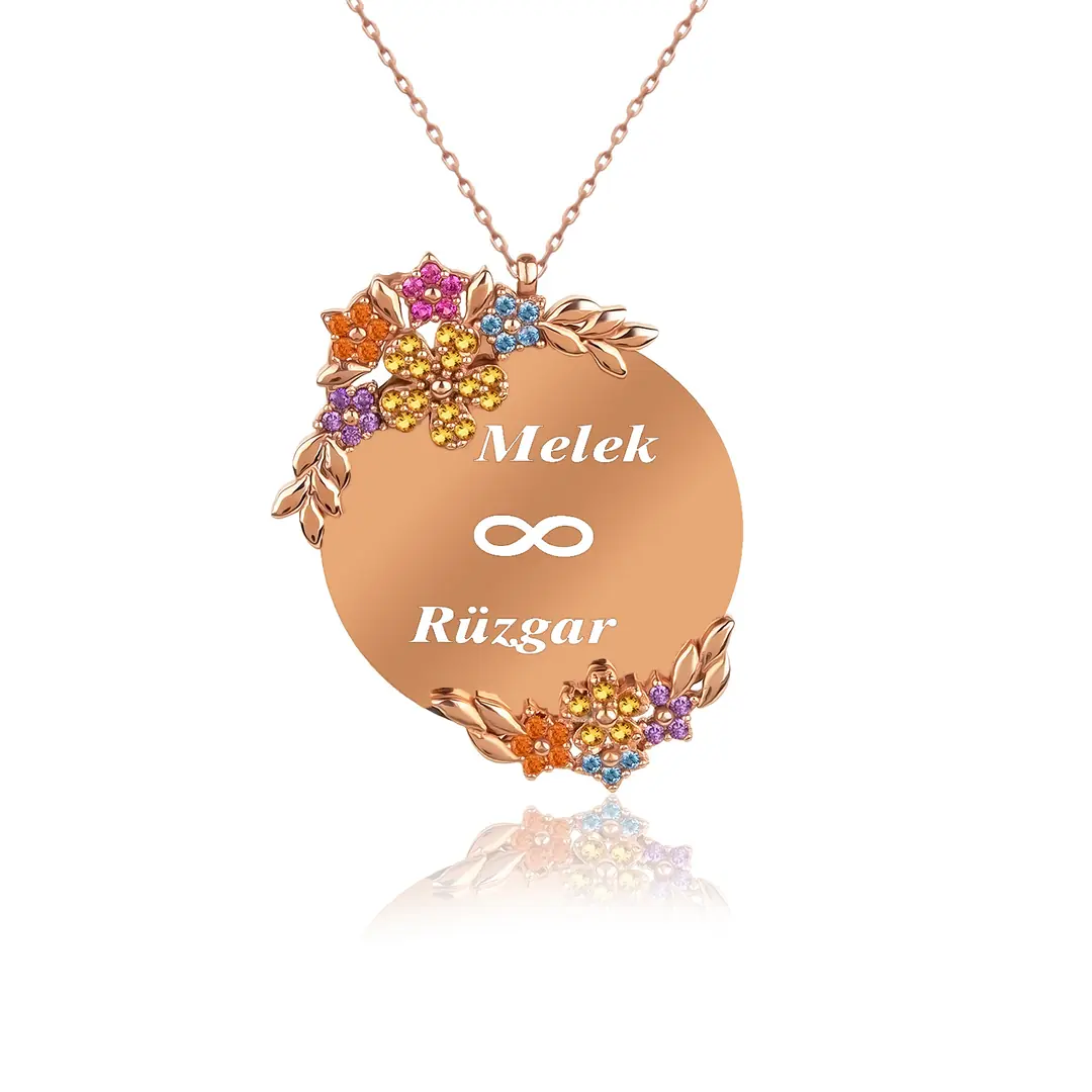 Personalized 2 Personalized Summer Flowers Silver Necklace
