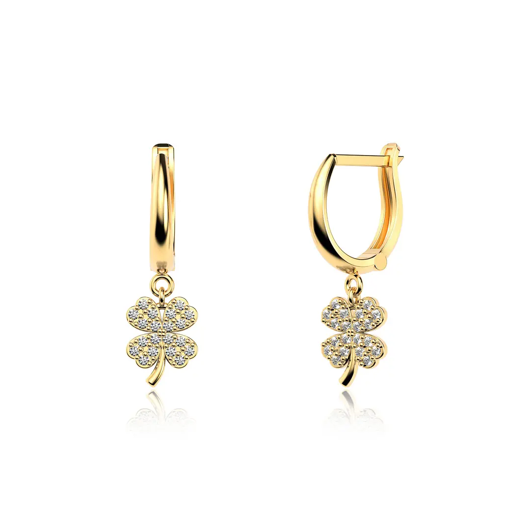 Small Clover Gold Plated Silver Earrings