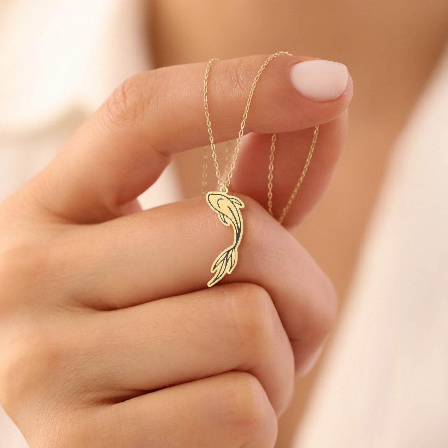 Simple Koi Fish Silver Necklace