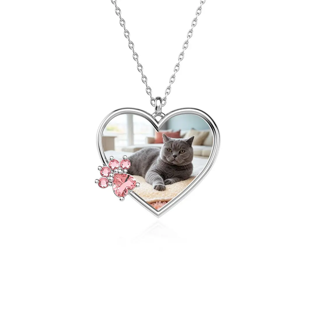 Cat Patisi Photo White Silver Necklace