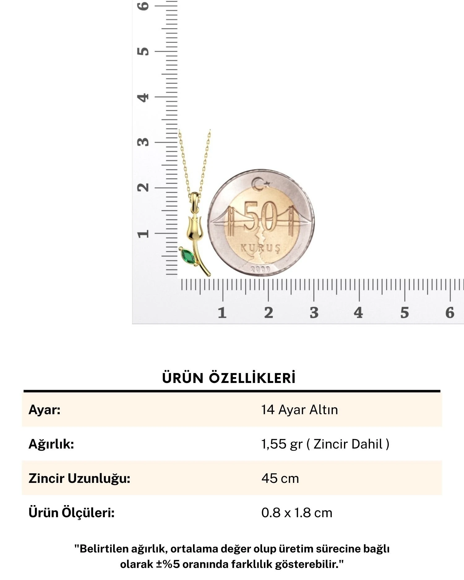 Minik Lale 14 Ayar Altın Kolye