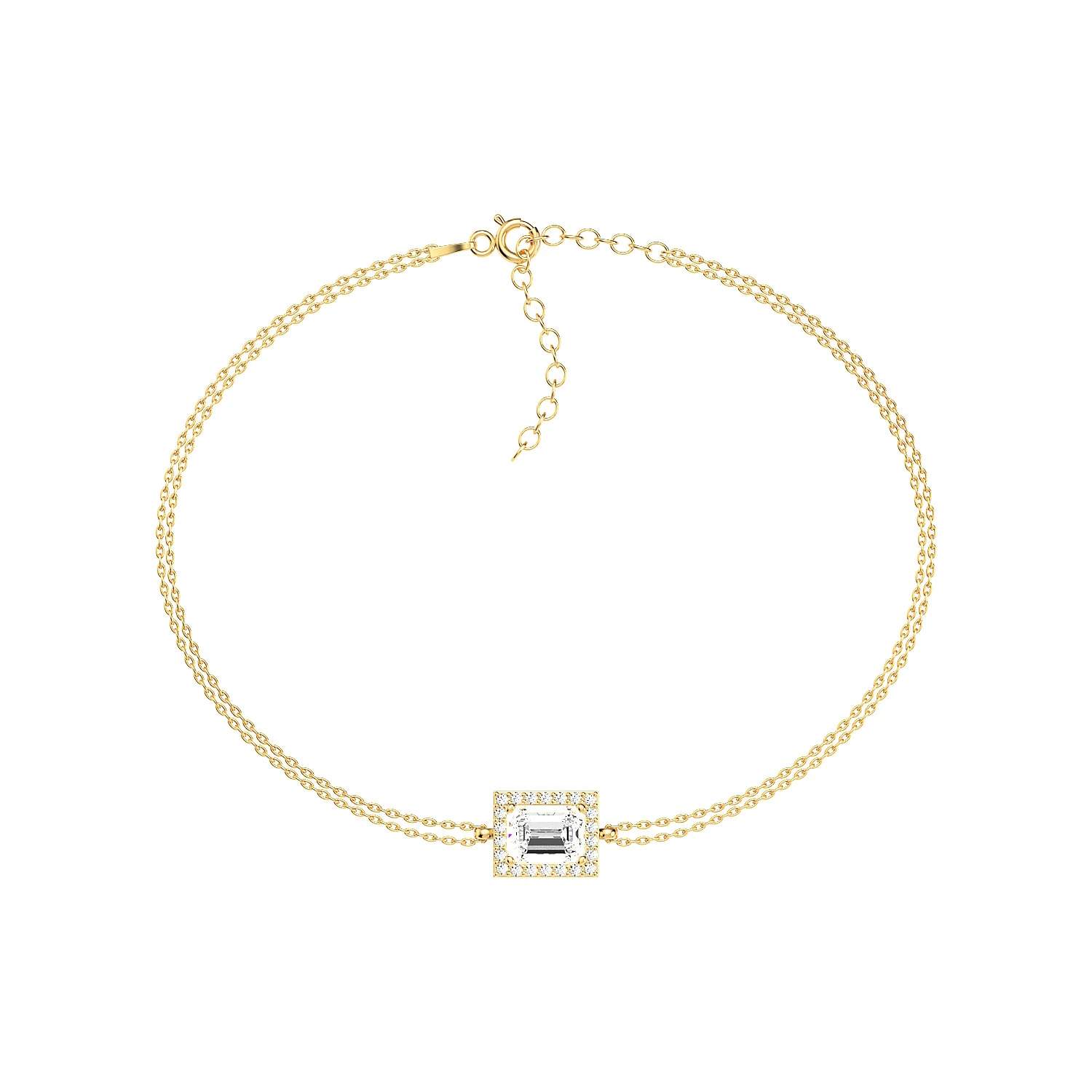 Baget Tek Taşlı Altın Kaplama Gümüş Bileklik