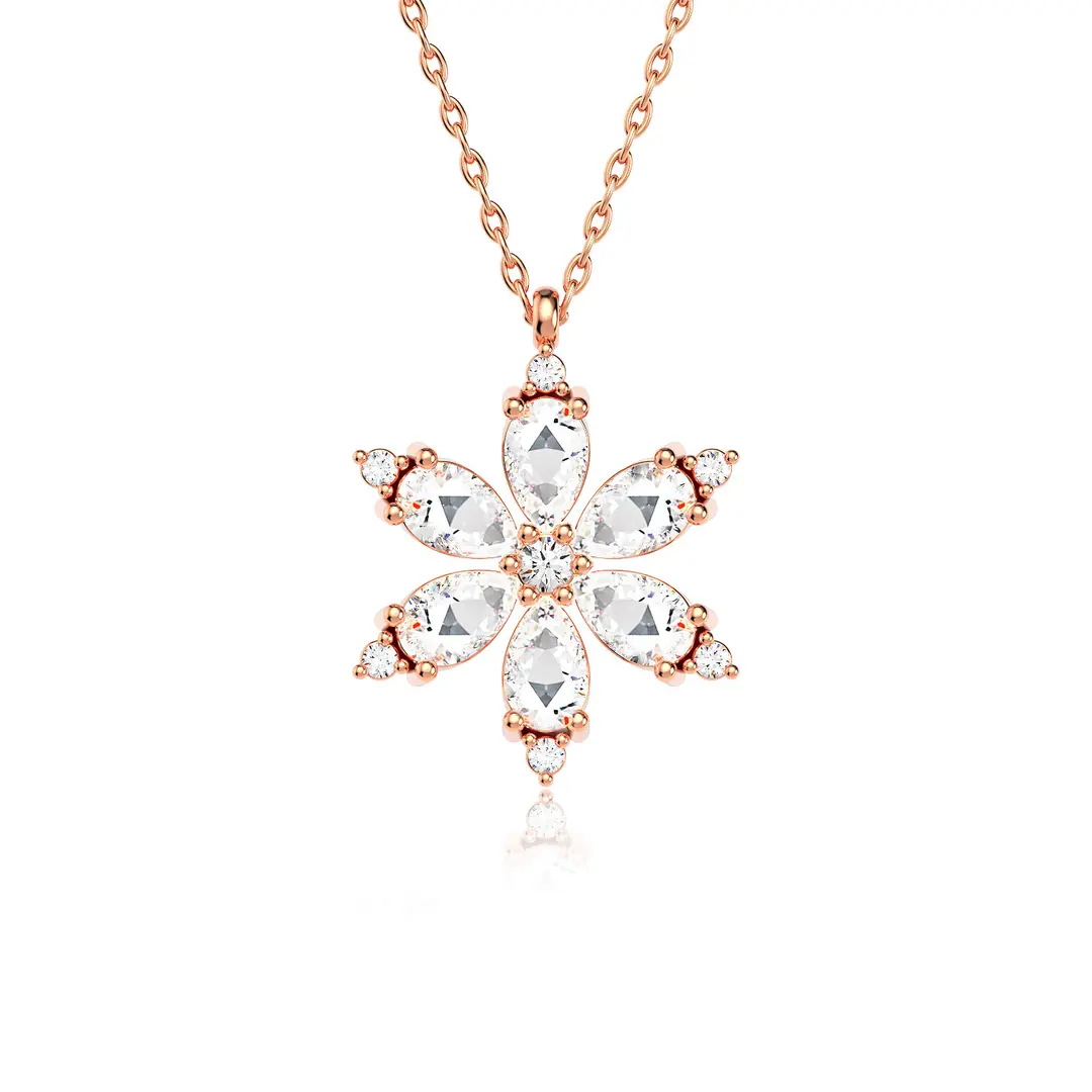 Lotus Flower Rose Silver Necklace