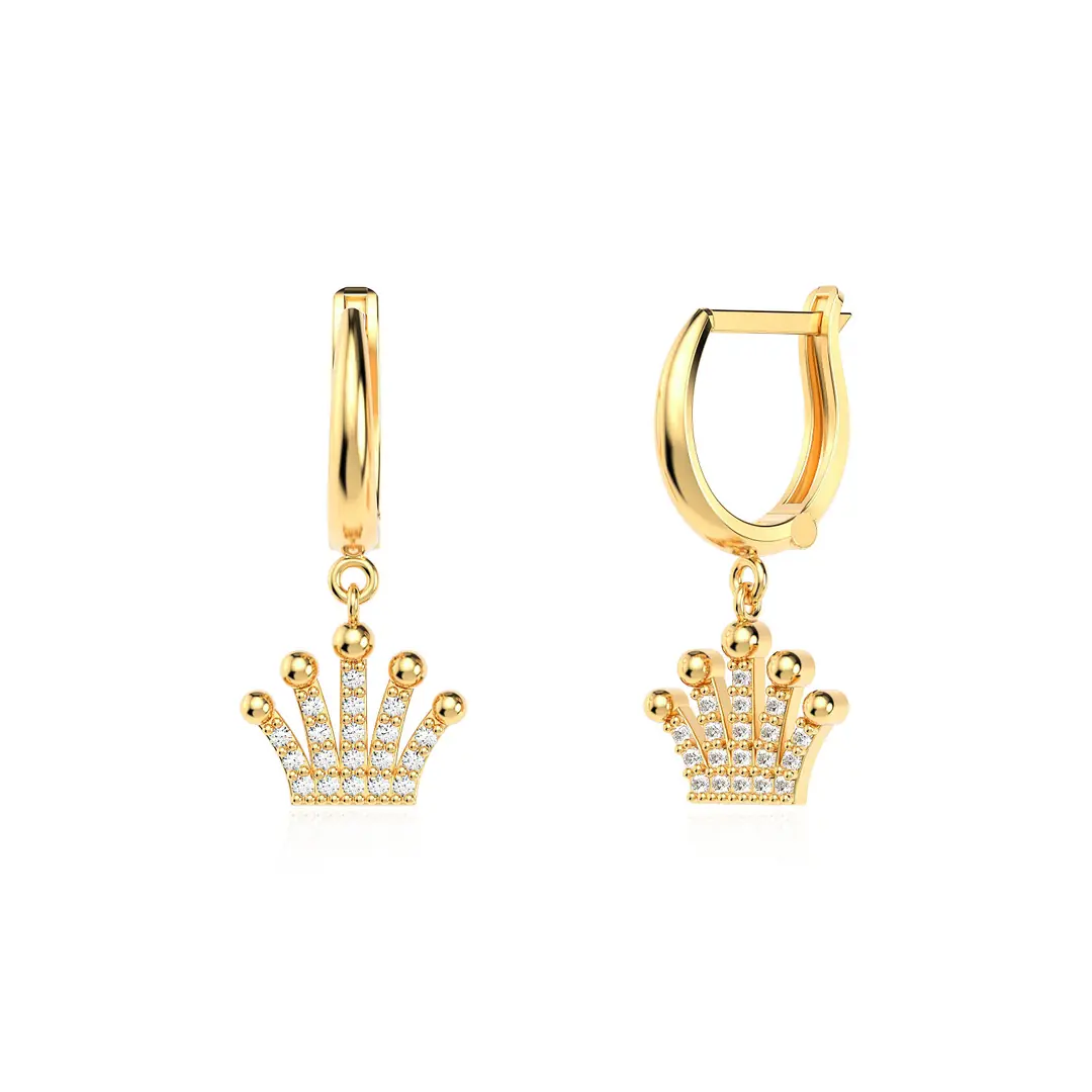Small Kral Tacı Gold Plated Silver Earrings
