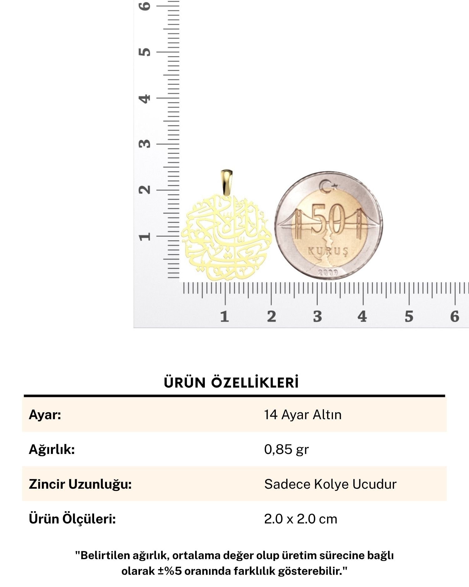 Maşallah Hat Sanatı Nazar Duası 14 Ayar Altın Kolye Ucu